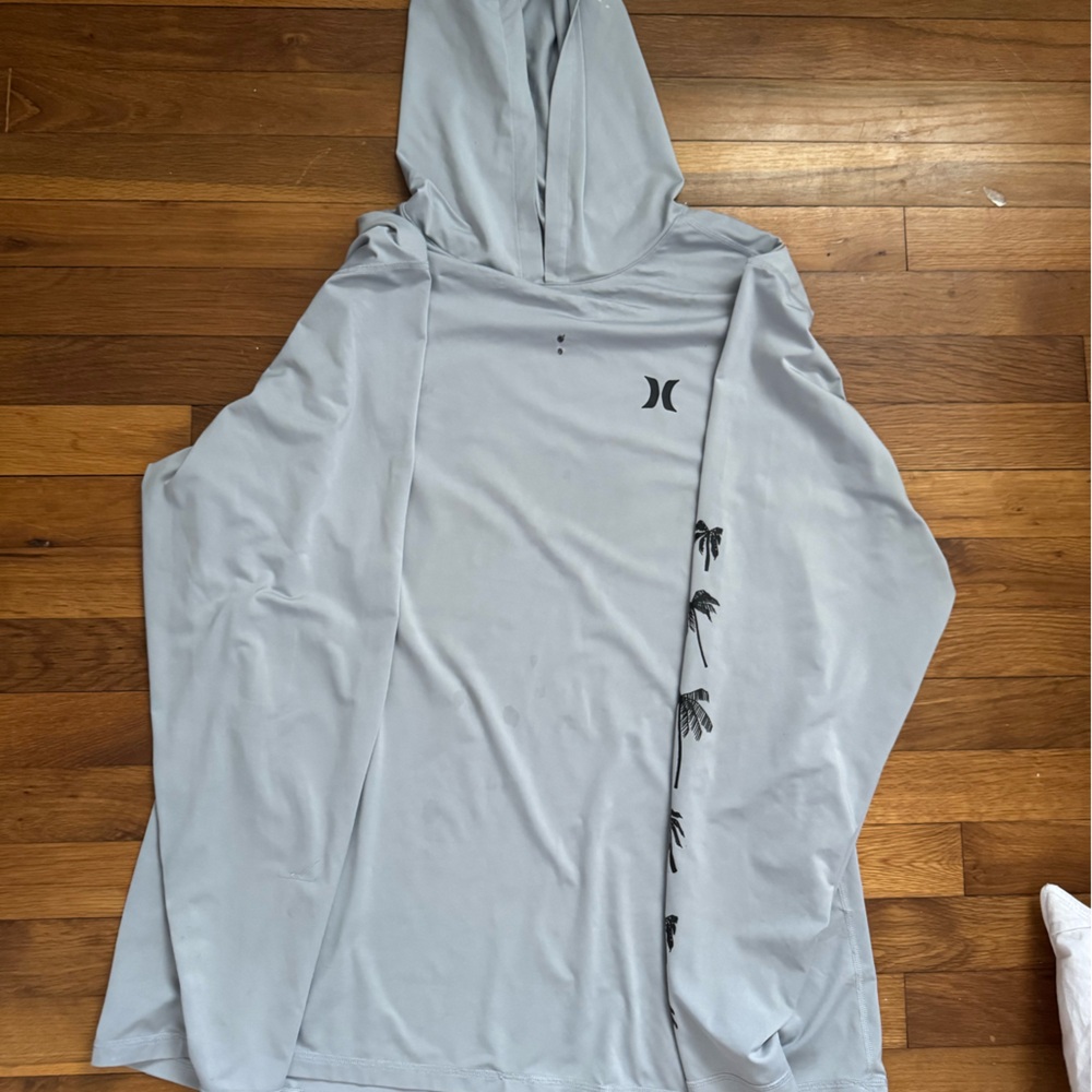 Grey hooded Oakley fishing shirt
